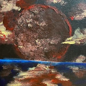 Acrylic painting of the sunset on canvas